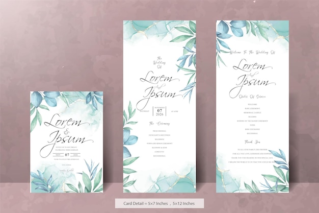 Minimalist Watercolor Floral Wedding Invitation Cards Template