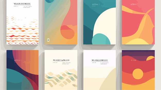 Vector minimalistic geometric brochure cover designs with creative patterns