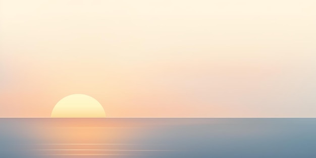 Vector minimalistic seascape sea sunset setting sun illustration