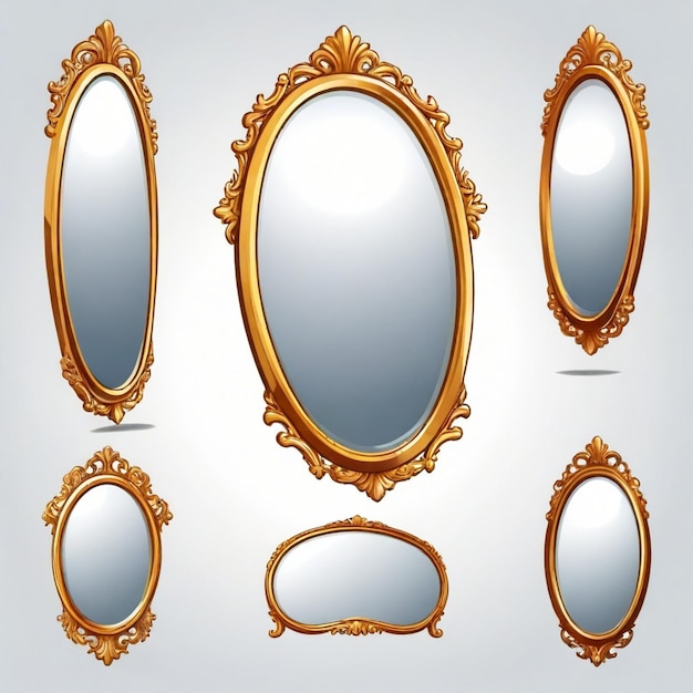 Vector mirror vector set white background isolated a high