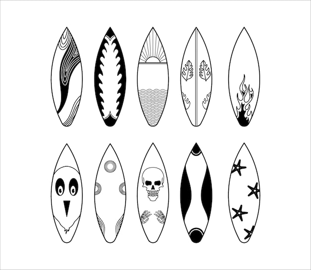 Miscellaneous Surfboard Decoration Collection Illustrations