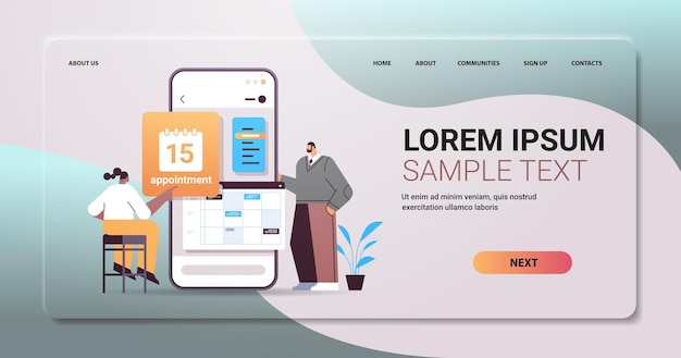 mix race businesspeople planning day scheduling appointment in calendar on smartphone screen time management 