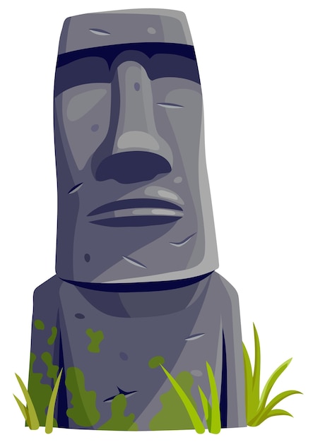 Moai on Easter island Isolated vector cartoon stone sculpture