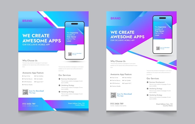 Vector mobile app promotion flyer design apps promotional banner design vector illustration eps 10