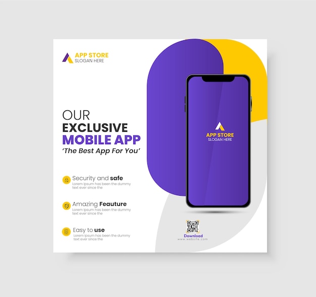 Vector mobile app promotion social media banner instagram post and poster template