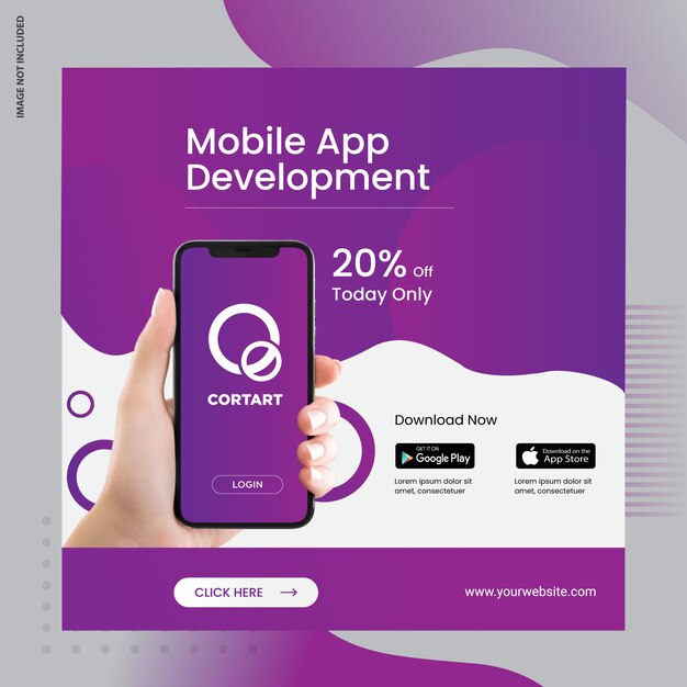 Vector mobile app social media ad banner 