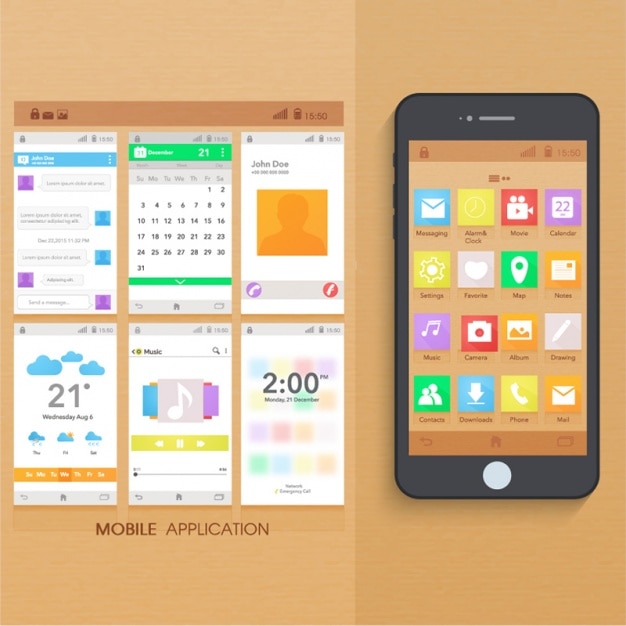 Vector mobile app with several screens