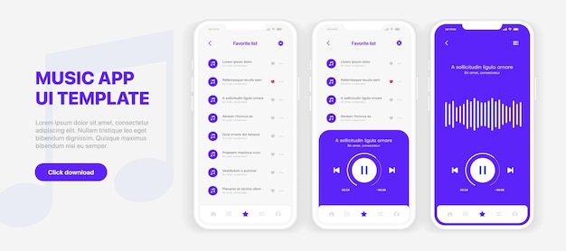 Музыкальный плеер с интерфейсом мобильного приложения. Шаблон пользовательского интерфейса звукового приложения. Адаптивные каркасы веб-сайтов.