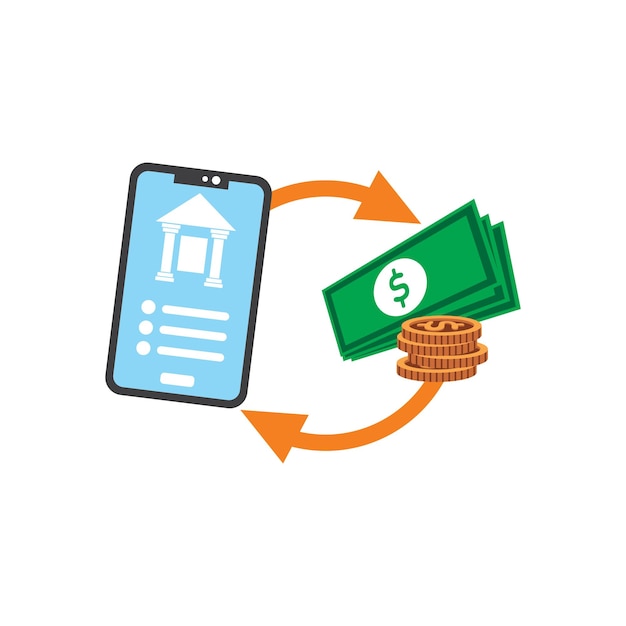 Vector mobile banking transfer money and online transaction vector art