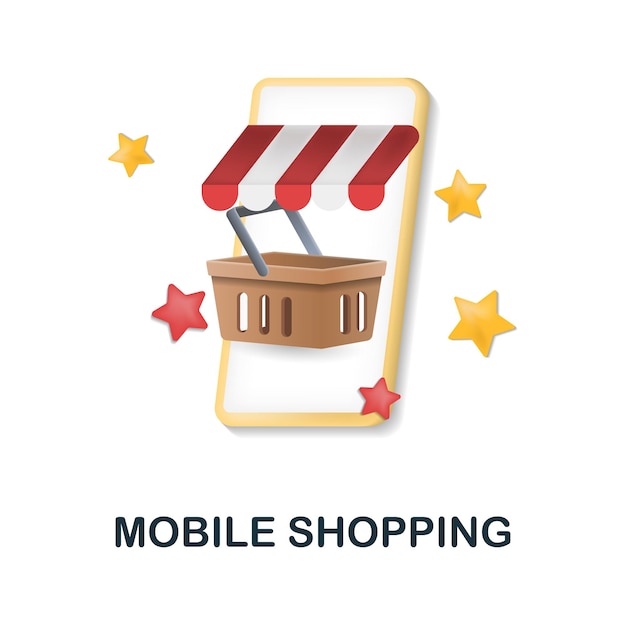 Vector mobile shopping icon 3d illustration from black friday collection creative mobile shopping 3d icon for web design templates infographics and more