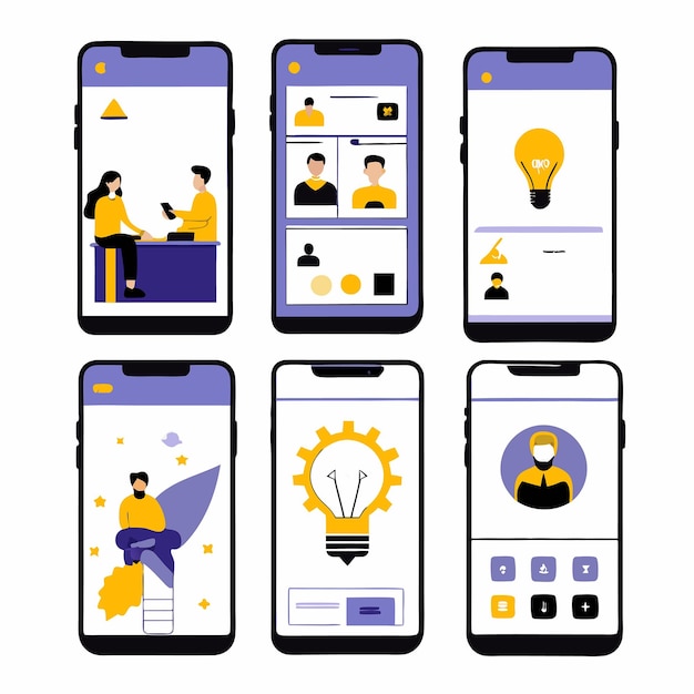 Vector mobile ui screen templates for iphone 11 with modern design