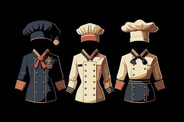 Mockup of culinary workwear clothing elements Flat Vector illustration