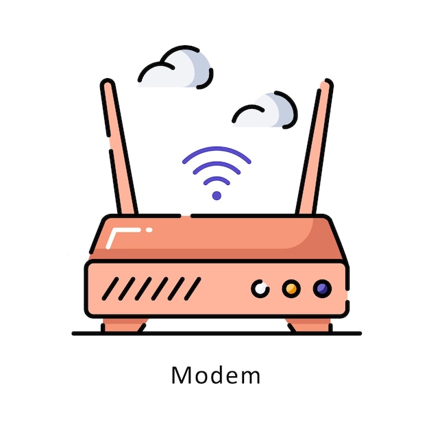 Vector modem vector filled outline icon design illustration symbol on white background eps 10 file