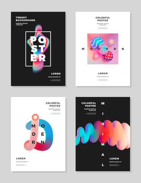 Modern abstract cover design template Trendy fluid hologram shapes composition for flyer banner brochure and poster Eps10 vector illustration