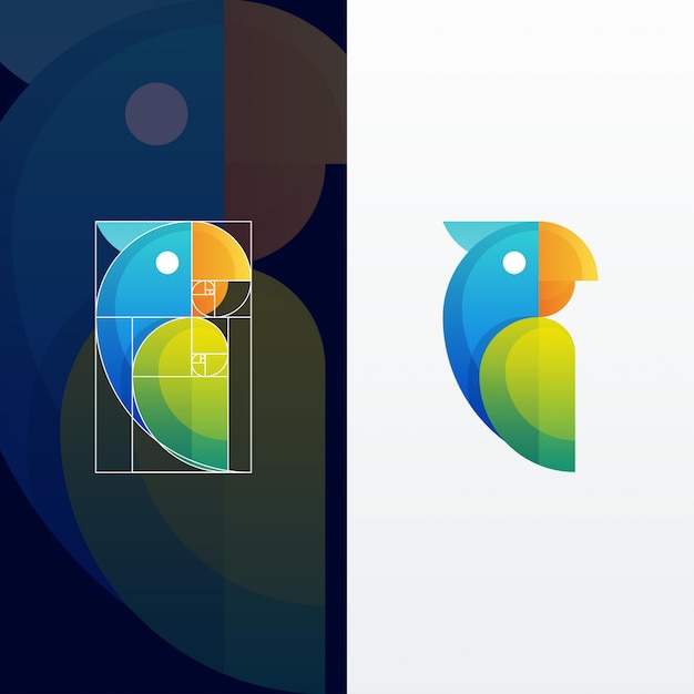 Modern Abstract Parrot Multicolored Illustration With Golden Ratio