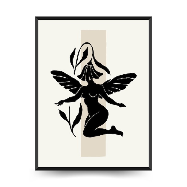 Modern Art Poster with body women and flower Matisse Abstract Set Aesthetic Modern Boho Decor