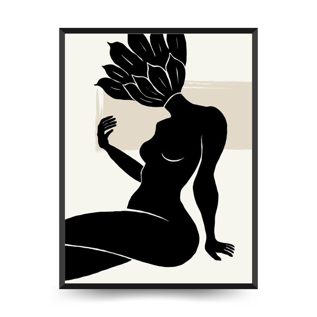 Modern Art Poster with body women and flower Matisse Abstract Set Aesthetic Modern Boho Decor