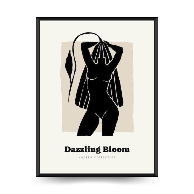 Modern Art Poster with body women and flower Matisse Abstract Set Aesthetic Modern Boho Decor