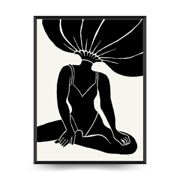 Modern Art Poster with body women and flower Matisse Abstract Set Aesthetic Modern Boho Decor