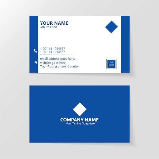 Vector modern blue and white creative business card template vector design clean bold