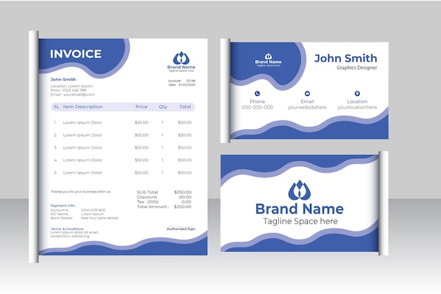 Modern Business Card amp Invoice Template Design