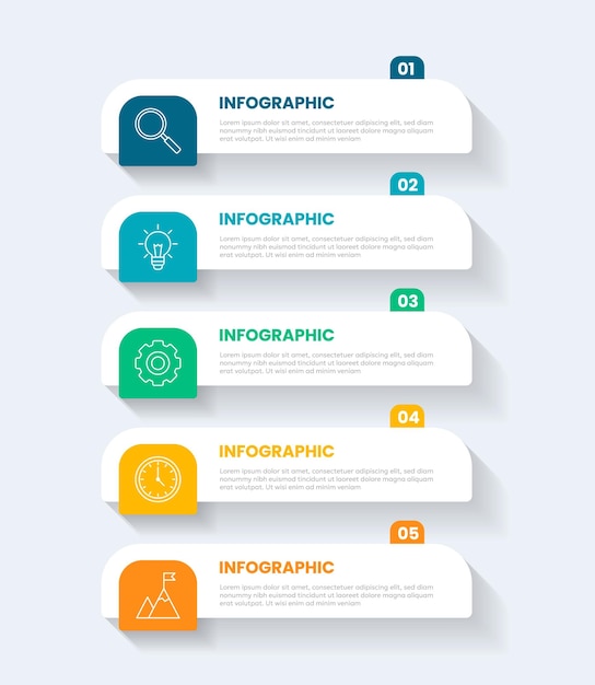 Vector modern business infographic template with 5 options or steps icons