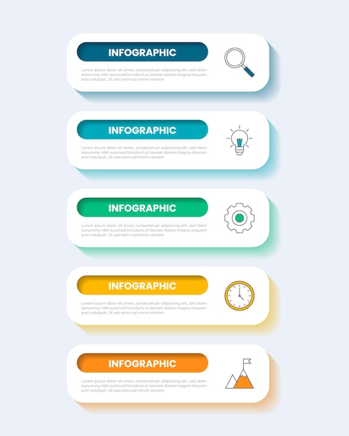 Vector modern business infographic template with 5 options or steps icons