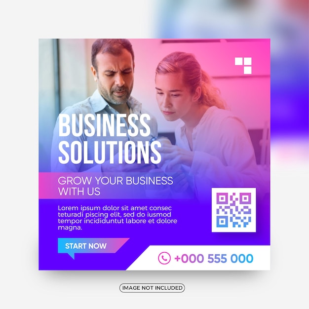 Modern business solutions company social media post template