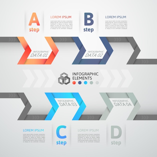 Vector modern business step origami style options banner