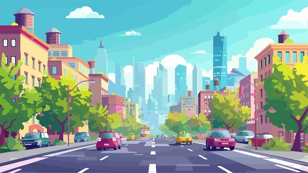 Vector modern cityscape panorama vector illustration