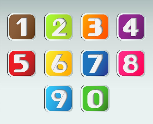 modern colorful numbers set.