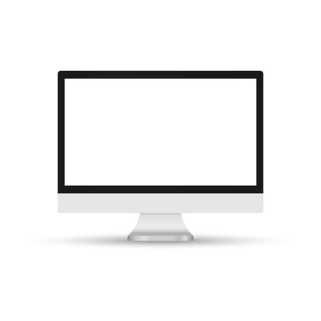 Vector modern computer monitor display with blank screen isolated on white background front view vector eps10