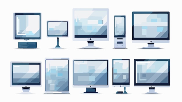 Vector modern computer screen technology flat design isolated on white background