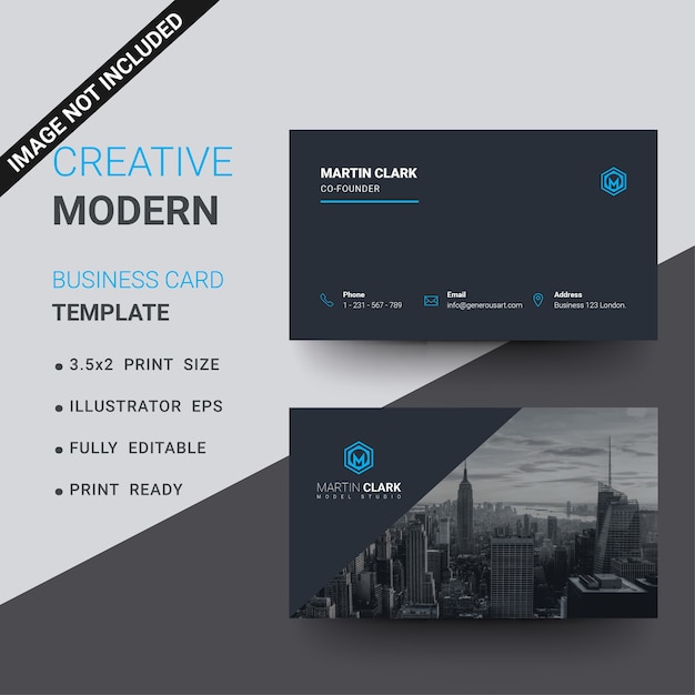 Modern creative business card with blue details