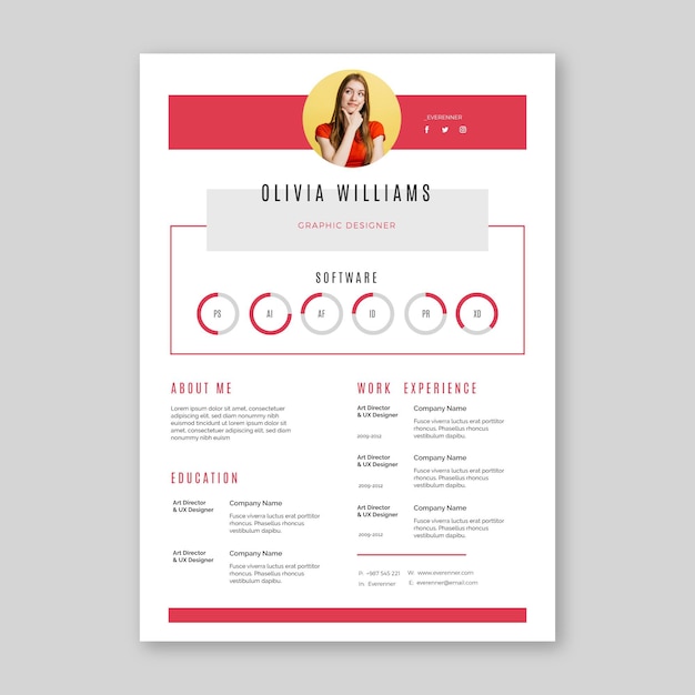 Modern cv template concept