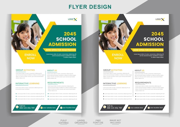 Modern Education Admission Flyer Design back to school Layout template