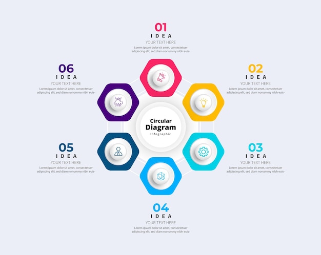 Modern elegant clean circular steps editable infographic design template vector