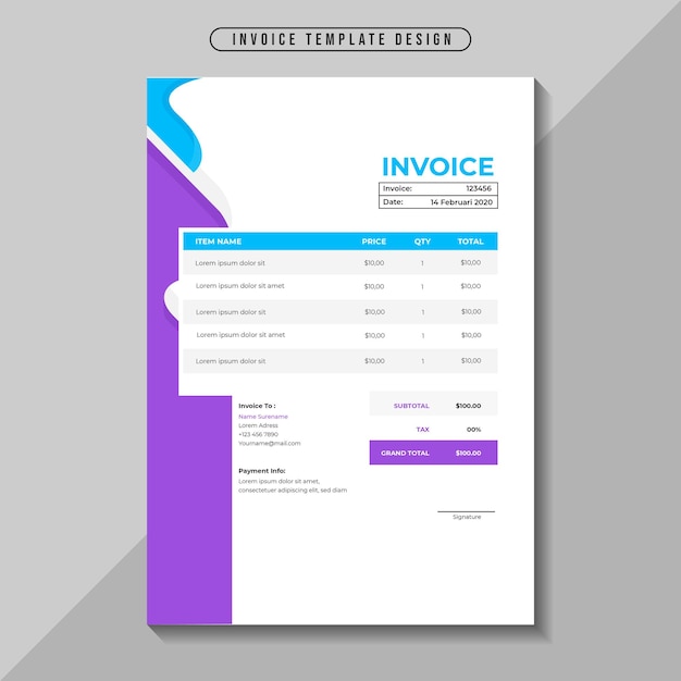 Modern elegant corporate business invoice template Premium Vector