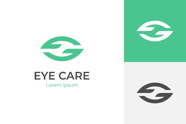 Modern Eye Vision Logo Design with hand care Icon Symbol for optical eye care logo element