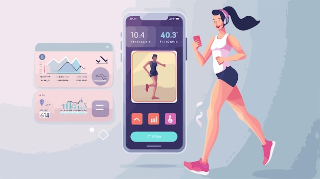 Vector modern fitness app interface graphic elements for development