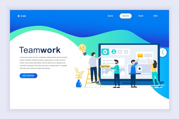 Modern flat design concept of Teamwork for website