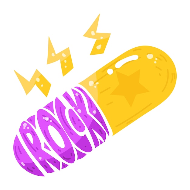 Modern flat sticker of a pill