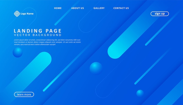 Vector modern geometric blue gradient landing page template