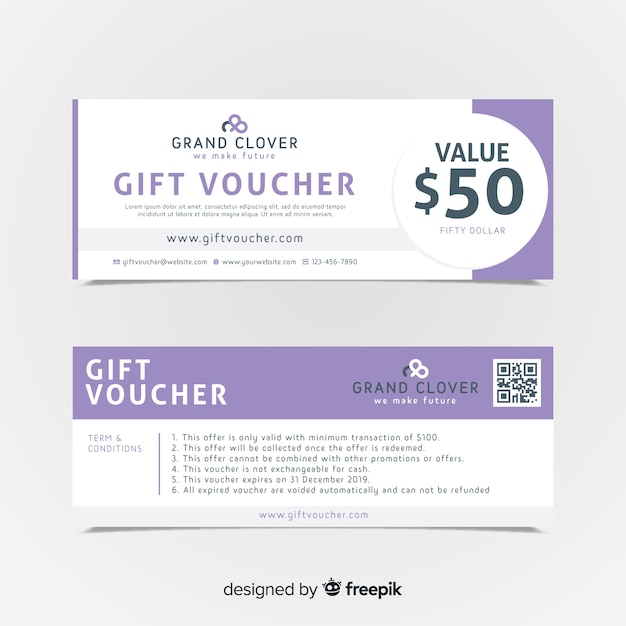 Modern gift voucher template with flat design