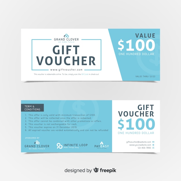 Modern gift voucher template with flat design