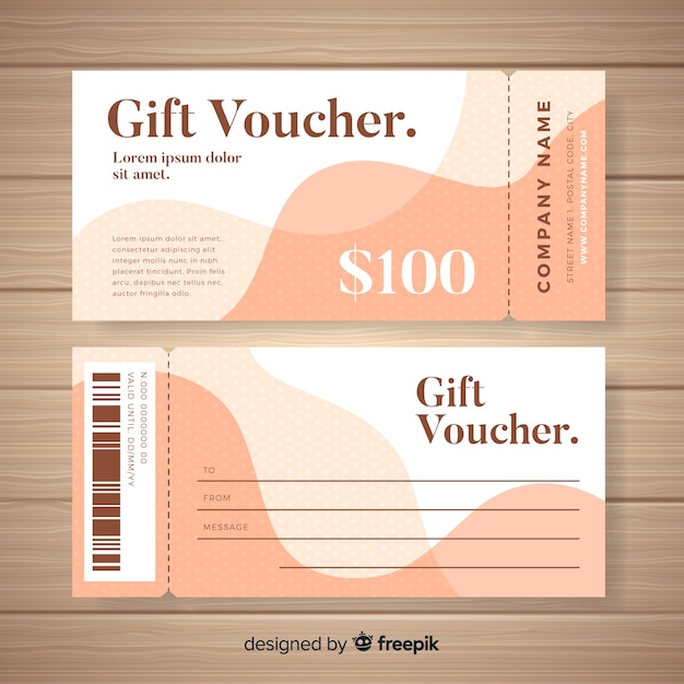 Modern gift voucher template with flat design