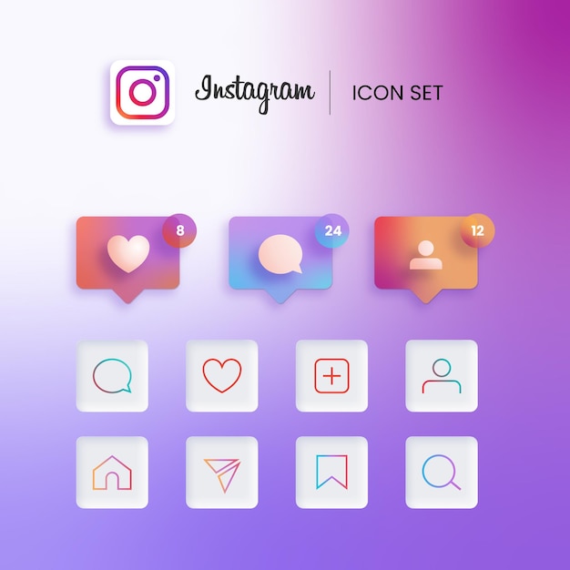 Vector modern gradient instagram icon set