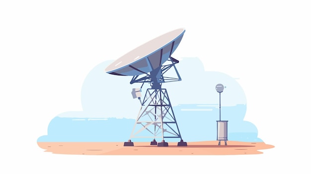 Modern Ground Satellite Station in Trendy Flat Design