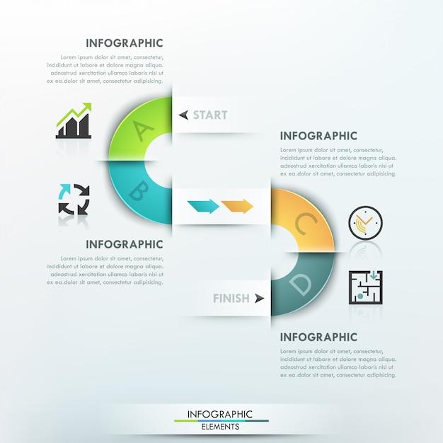 Modern infographics process template with ribbon