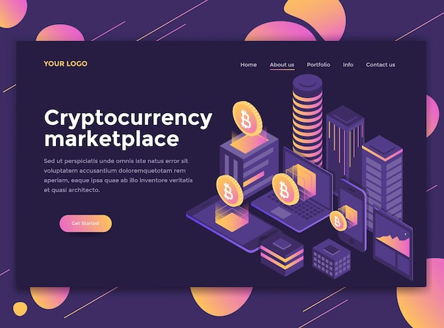 Modern isometric concept of Cryptocurrency Marketplace